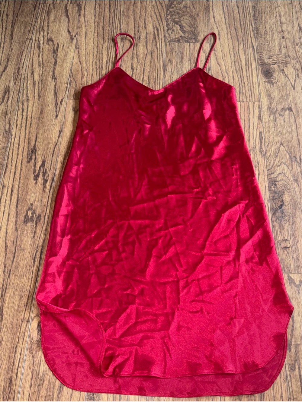 Vintage Vantiy Fair Slip Dress Lingerie Silk Red Slit 34/20 10-620 Sri Lanka M/L